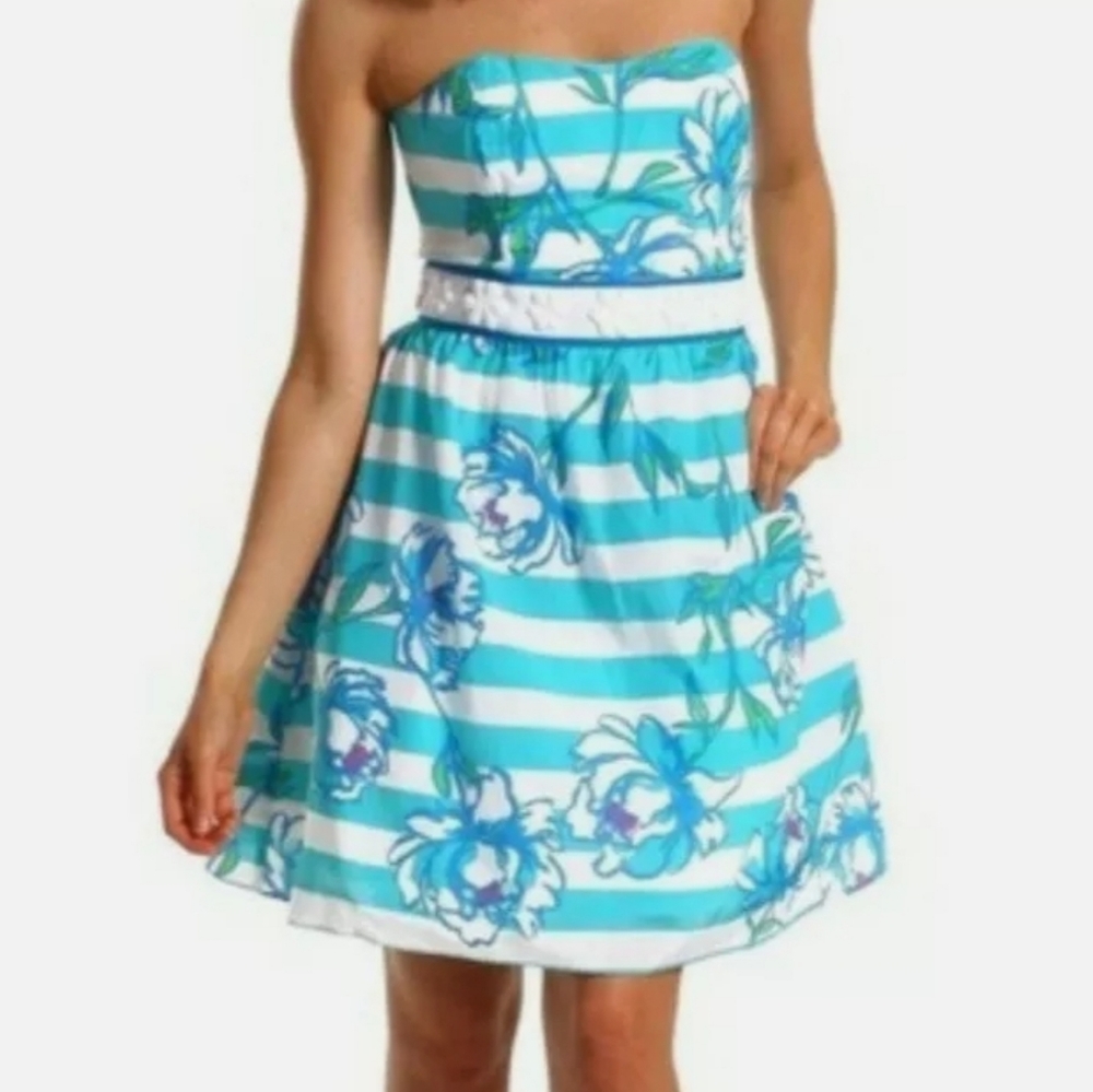 Lilly Pulitzer, 2, Shorely Blue strapless dress,